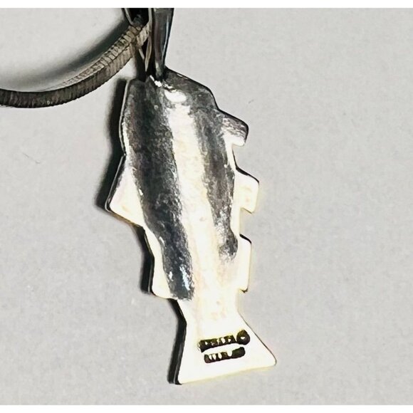 Vtg Kabana Fish Pendant Unisex Necklace USA Artisan Silver Jewelry Snake Chain - Picture 5 of 5